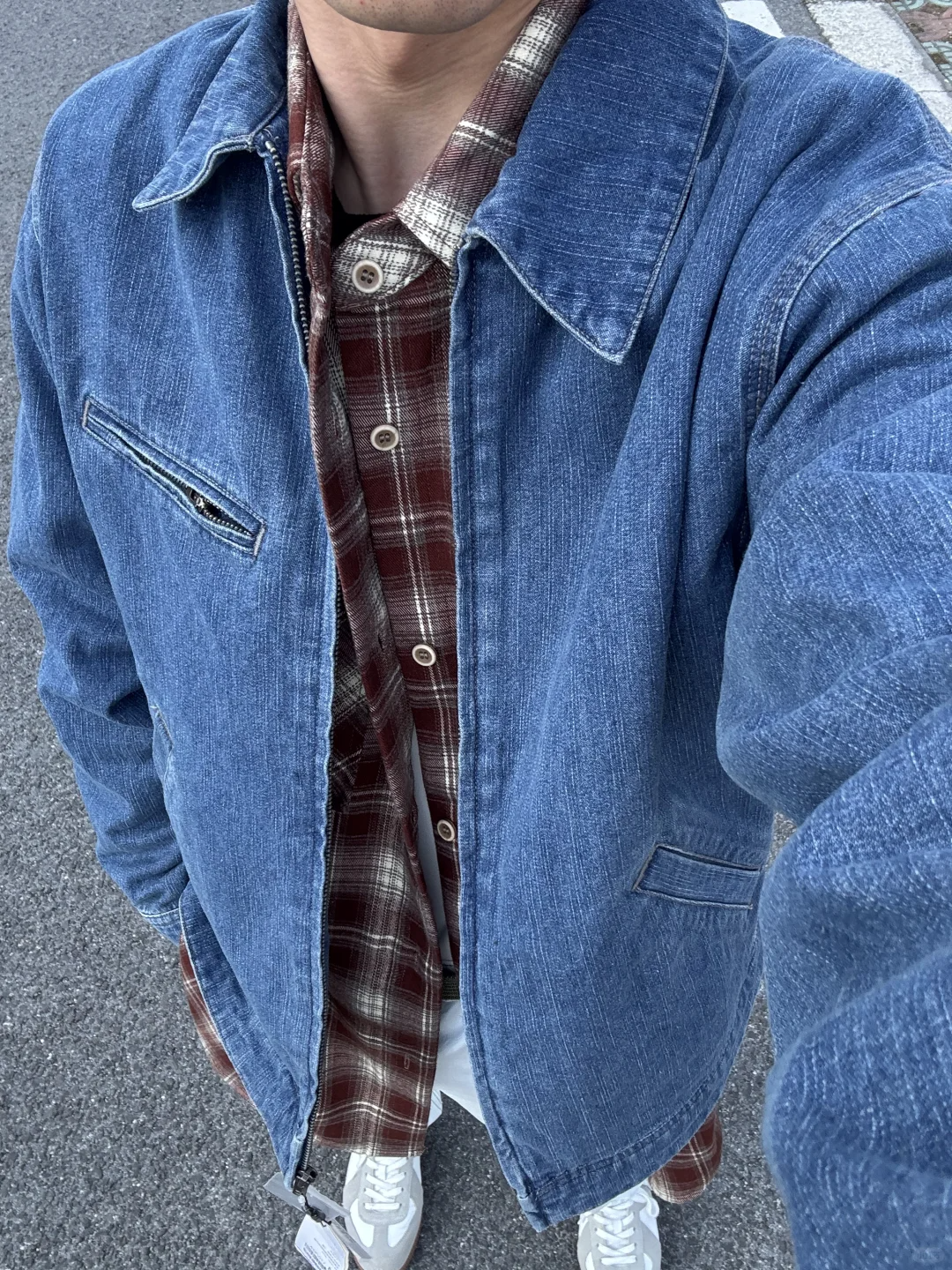 Zipper denim jacket men's American high street fashion brand versatile jacket