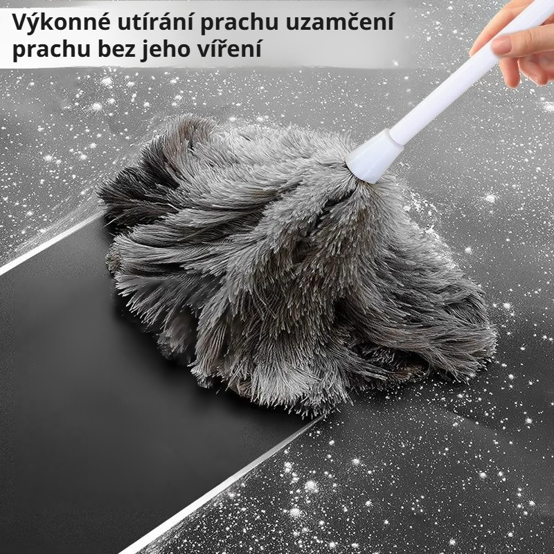 Oprašovač z pštrosího peří jako nástroj na odstraňování prachu