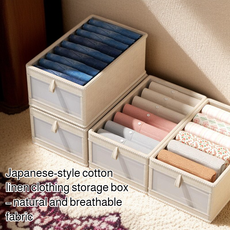 Japanese style cotton and linen clothes storage box