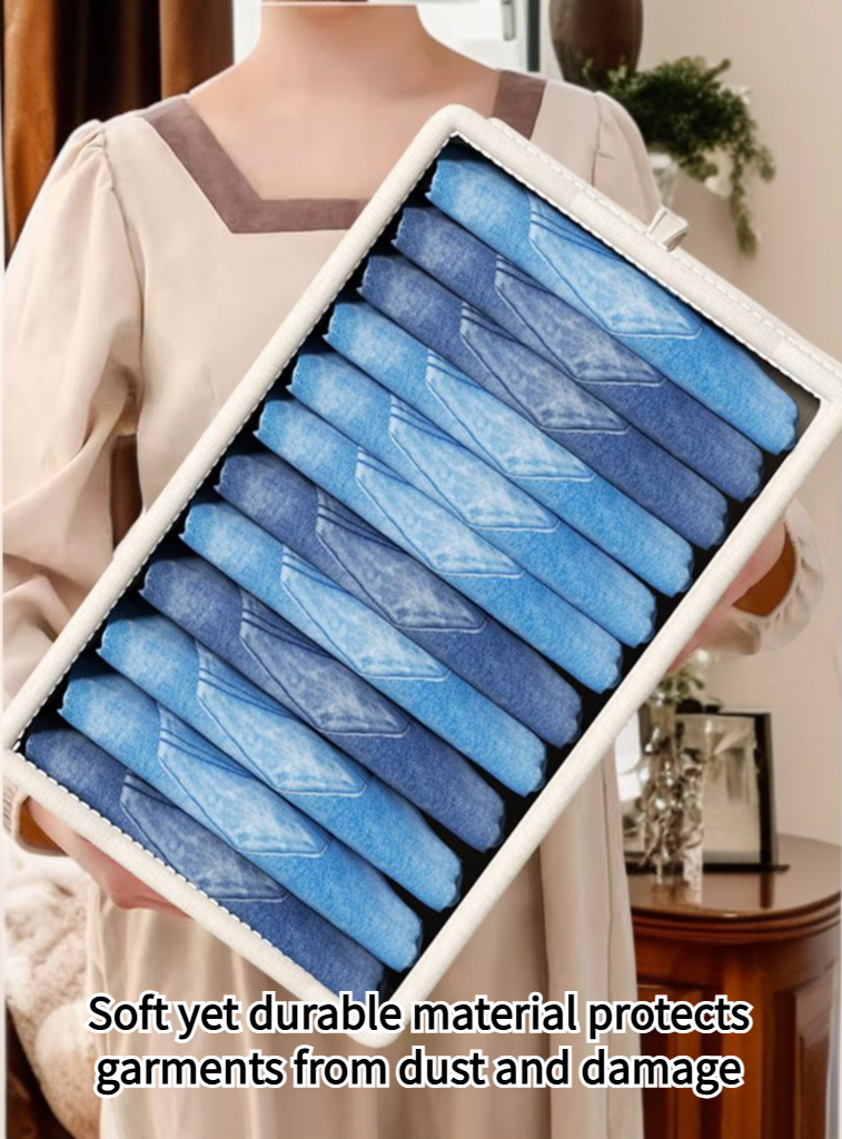 Elegant fabric storage box for clothing organization