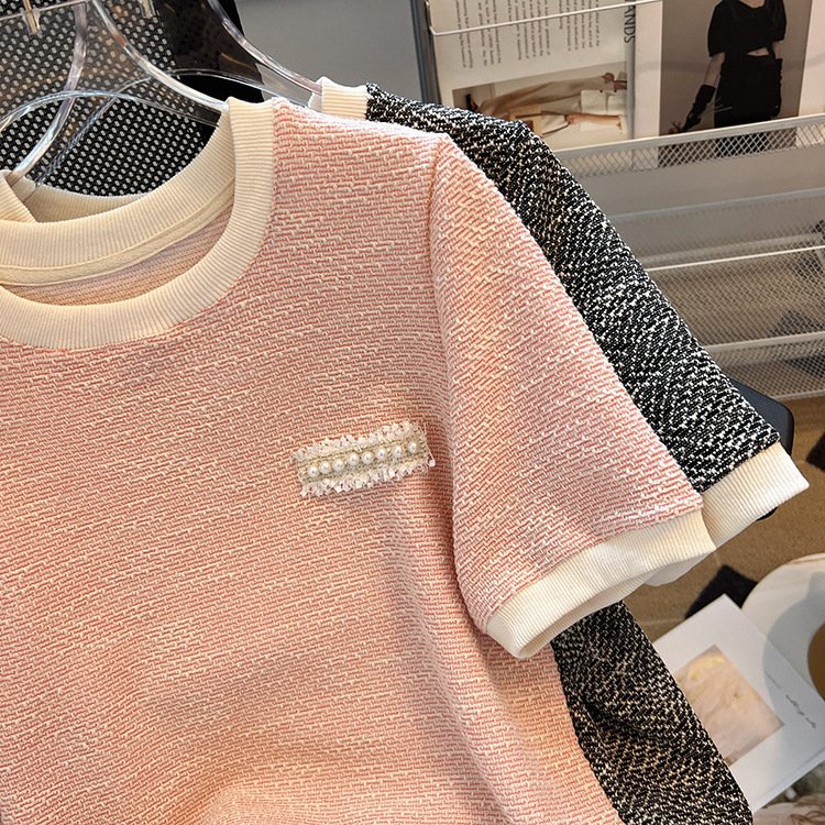 アイスシルク 半袖 レディース ピンク トップス 半袖 ニットTシャツ アイスシルク Tシャツ