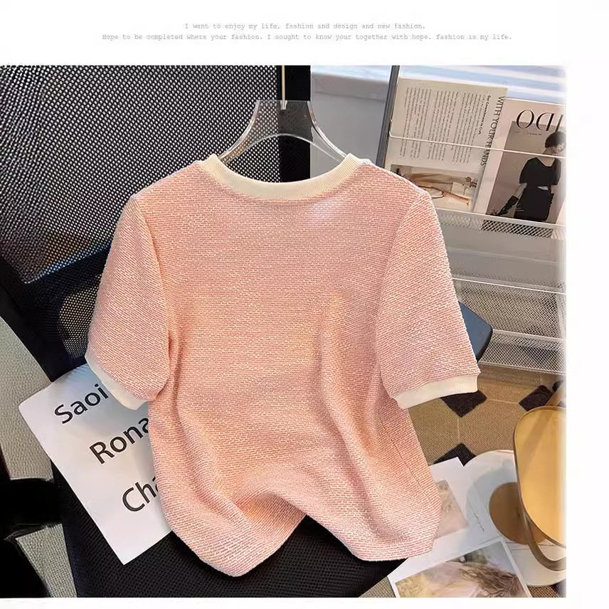 アイスシルク 半袖 レディース ピンク トップス 半袖 ニットTシャツ アイスシルク Tシャツ