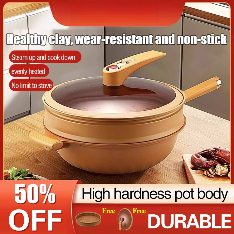 Pottery clay non-stick micro pressure cooker