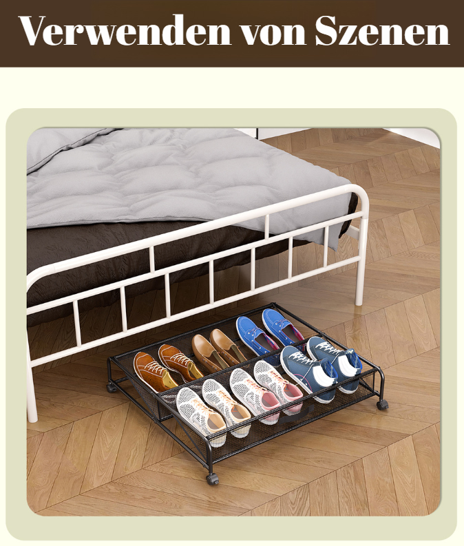 Schuhregal unter dem Bett für mehr Ordnung im Raum