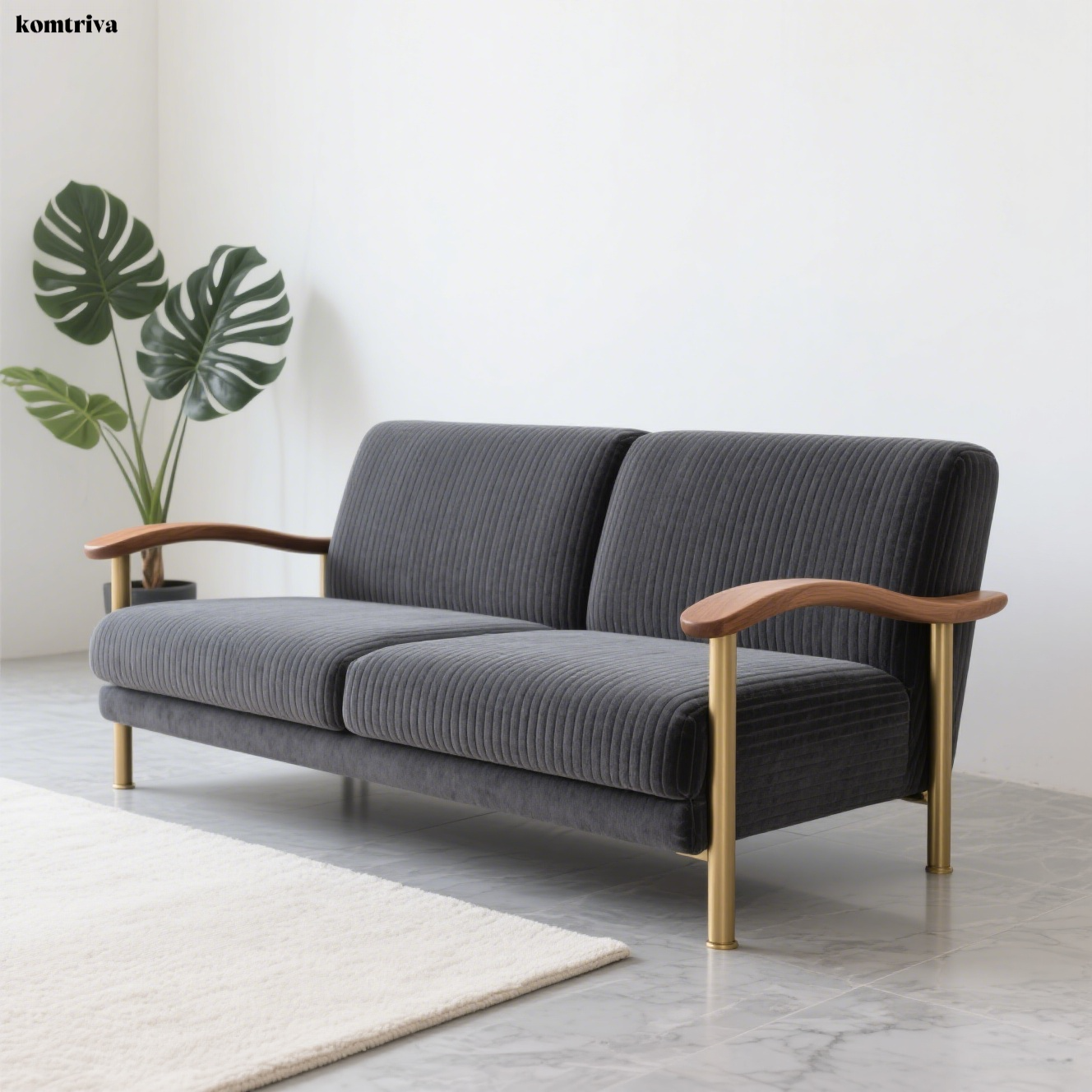 快適なリビングソファの全体画像