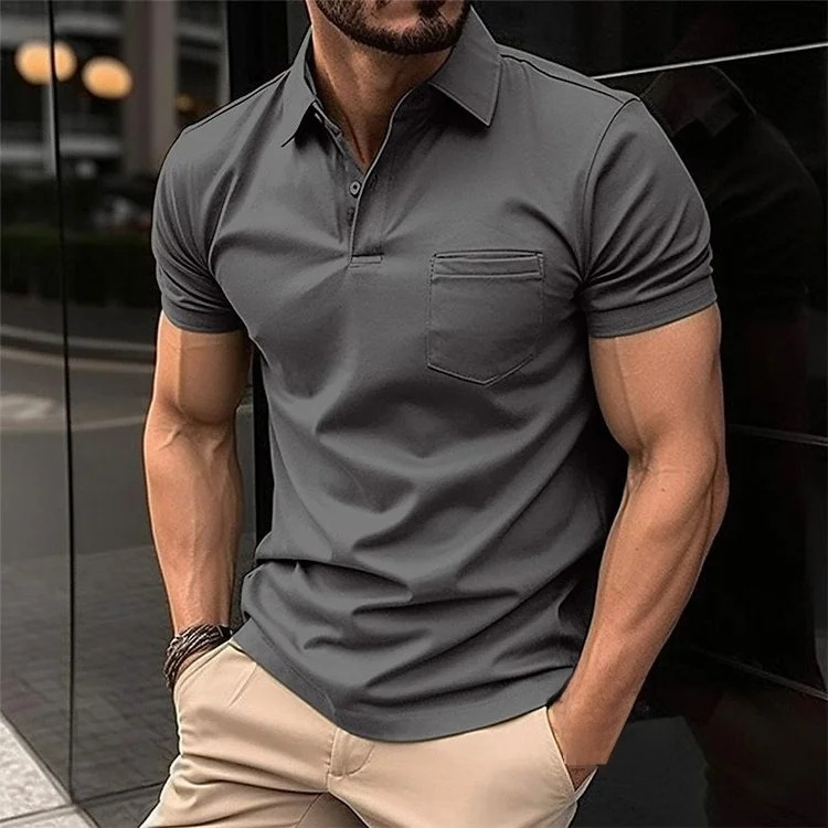 通気性に優れたポケット付きポロシャツ生地