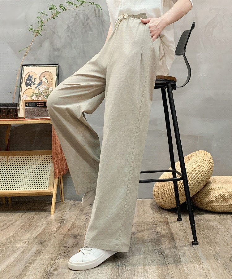 2025夏の新作コットンリネンストレートパンツ
