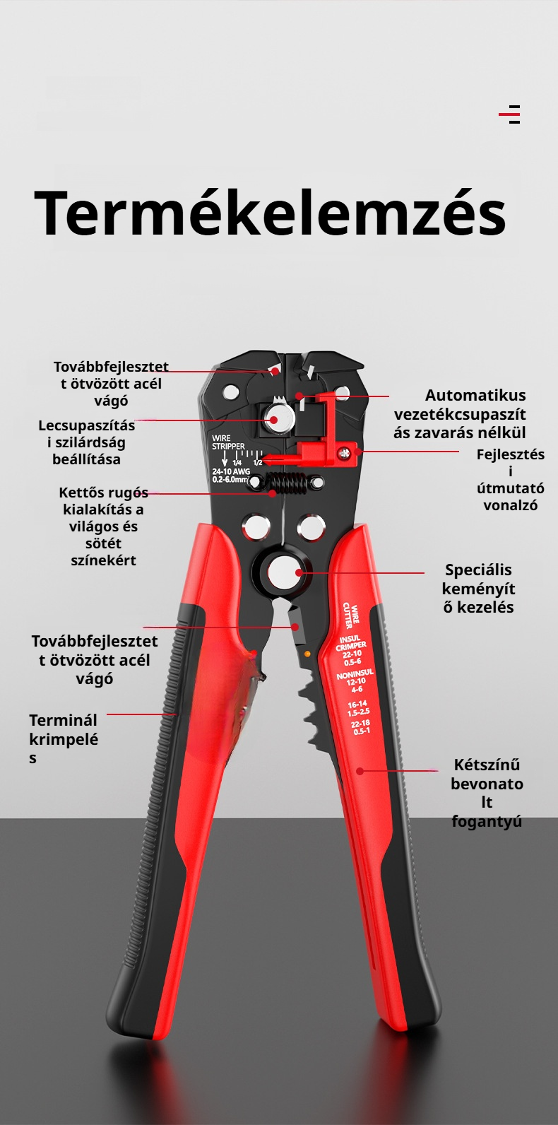 Precíz huzalcsupaszítás eredménye