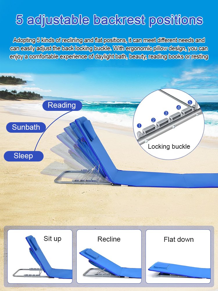 Convenient folding outdoor beach mat lounge chair