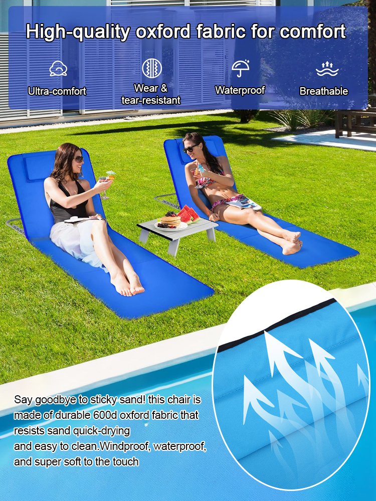 Convenient folding outdoor beach mat lounge chair