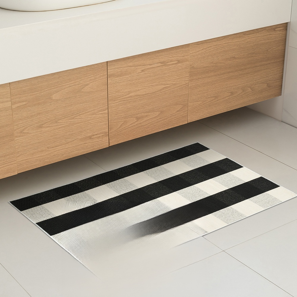 Living room kitchen bathroom outdoor porch cotton linen black and white checkered floor mat door mat
