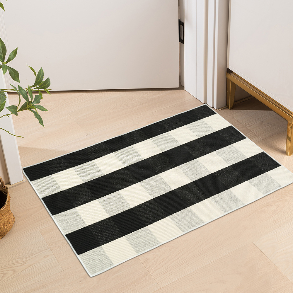 Living room kitchen bathroom outdoor porch cotton linen black and white checkered floor mat door mat