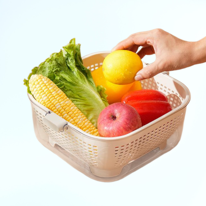 주방용 이중 배수 채반 세척 바구니