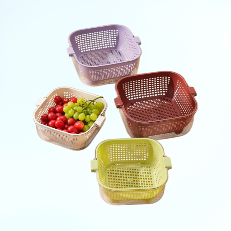 주방용 이중 배수 채반 세척 바구니