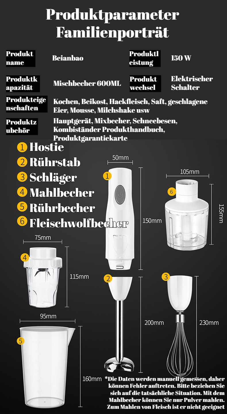 Kompaktes Design der multifunktionalen Küchenmaschine