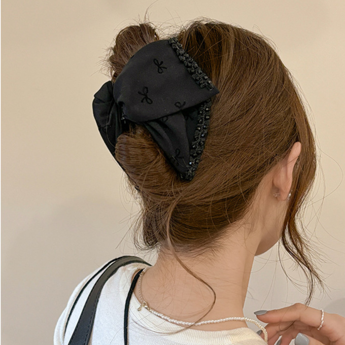 後腦勺優雅髮飾蝴蝶結鯊魚夾