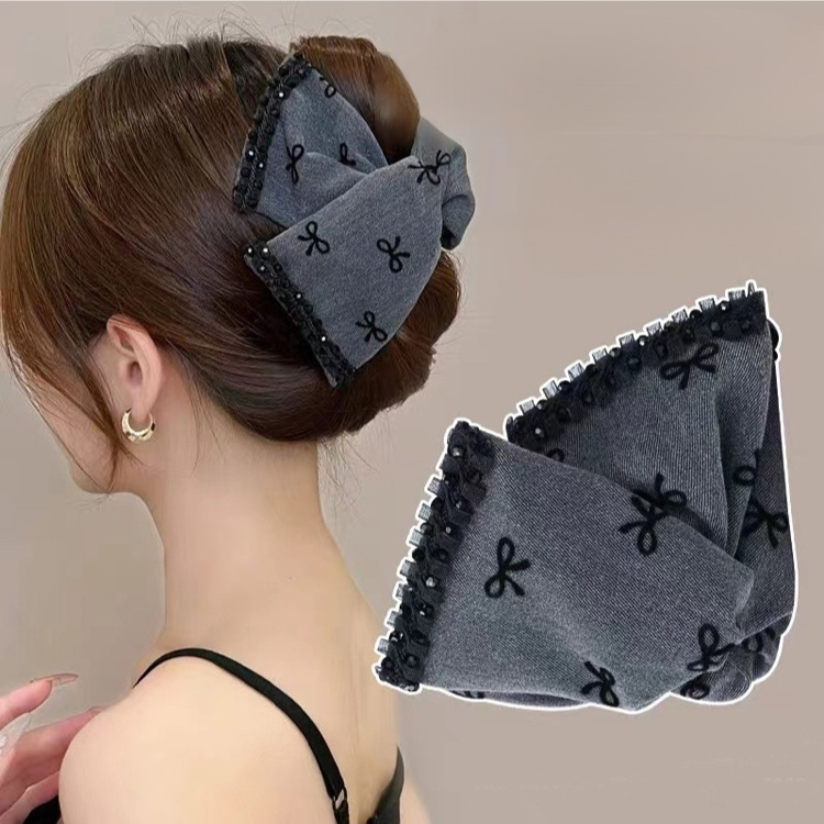 後腦勺優雅髮飾蝴蝶結鯊魚夾