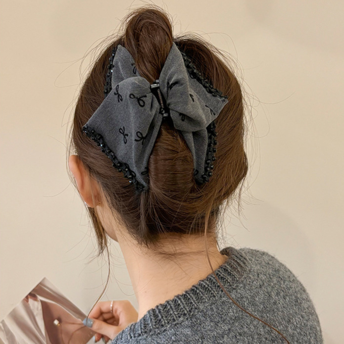 後腦勺優雅髮飾蝴蝶結鯊魚夾