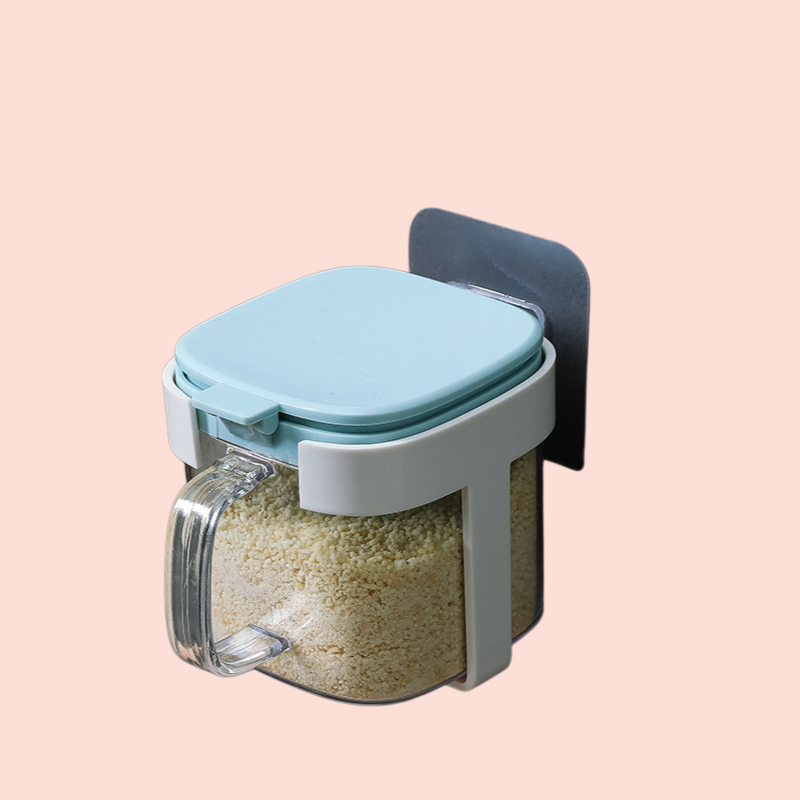 Glass spice jar kitchen supplies seasoning box seasoning jar four with base set