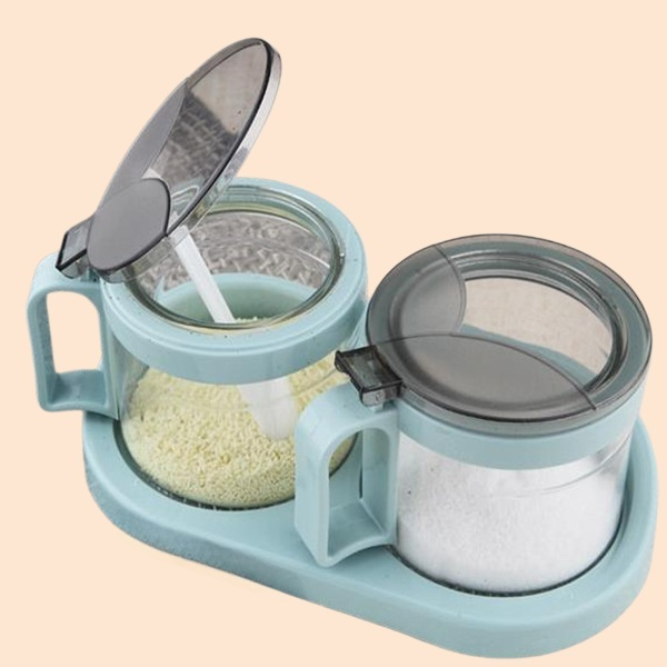 Glass spice jar kitchen supplies seasoning box seasoning jar four with base set