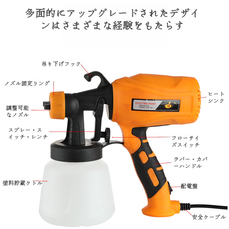 ペイントガンペイントモデル カートン包装スプレー リチウムイオンペイントスプレーガン 配達前にスペアノズルを梱包する