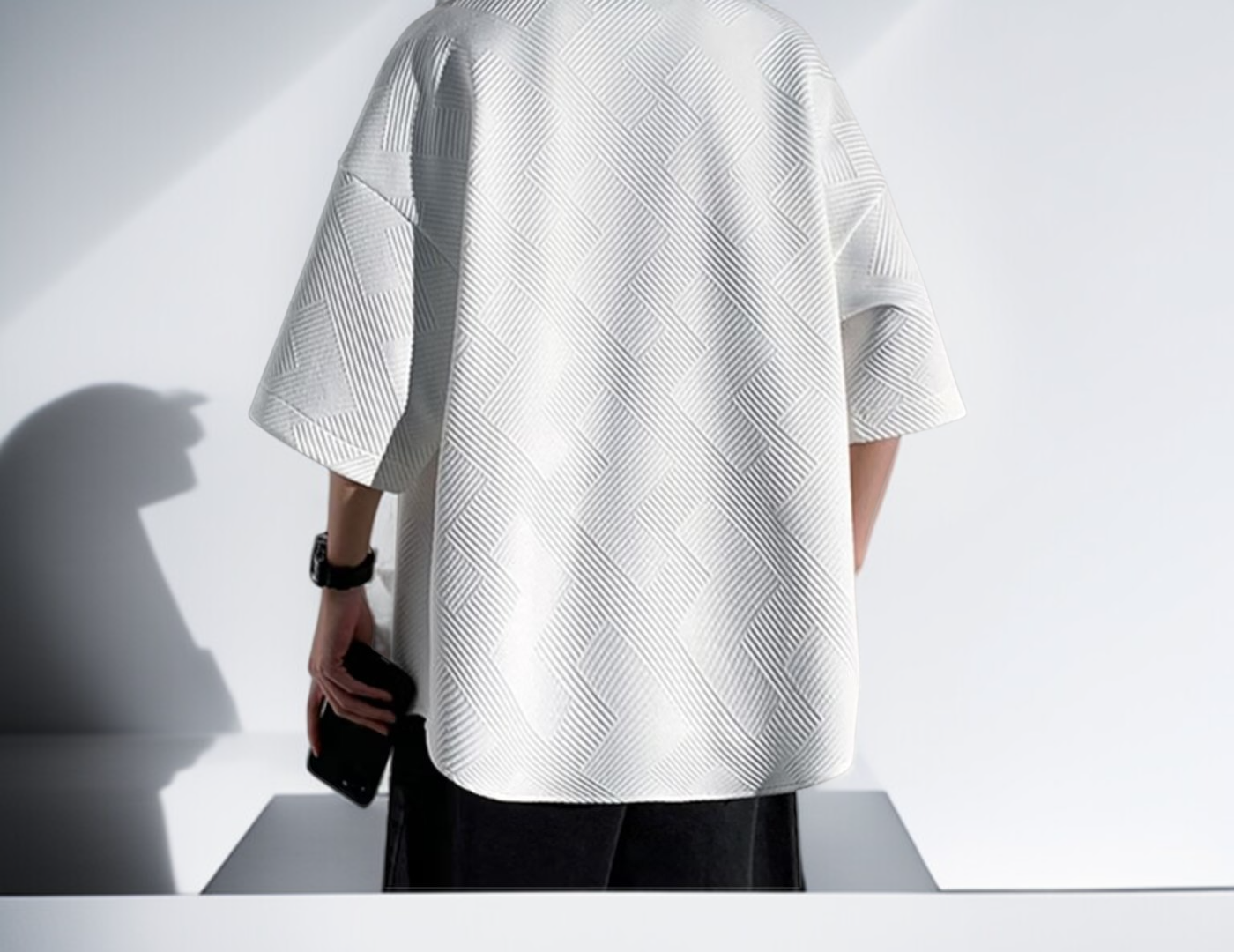 와플 패턴 남자 캐주얼 셔츠 클로즈업