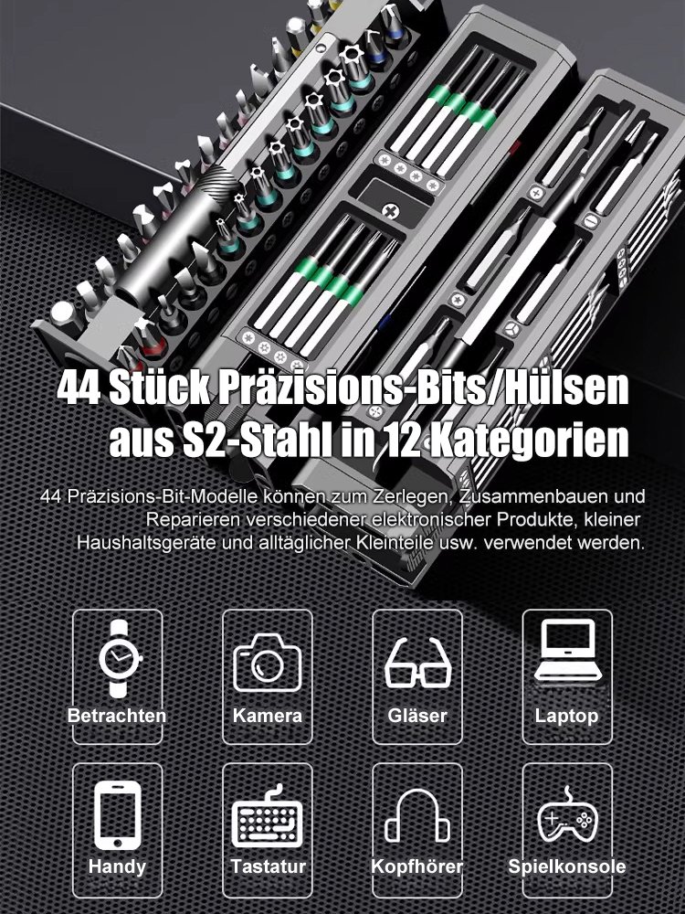 【Kauf beinhaltet 8-teiliges Werkzeugset】44-in-1 Präzisions-Schraubendreher-Set