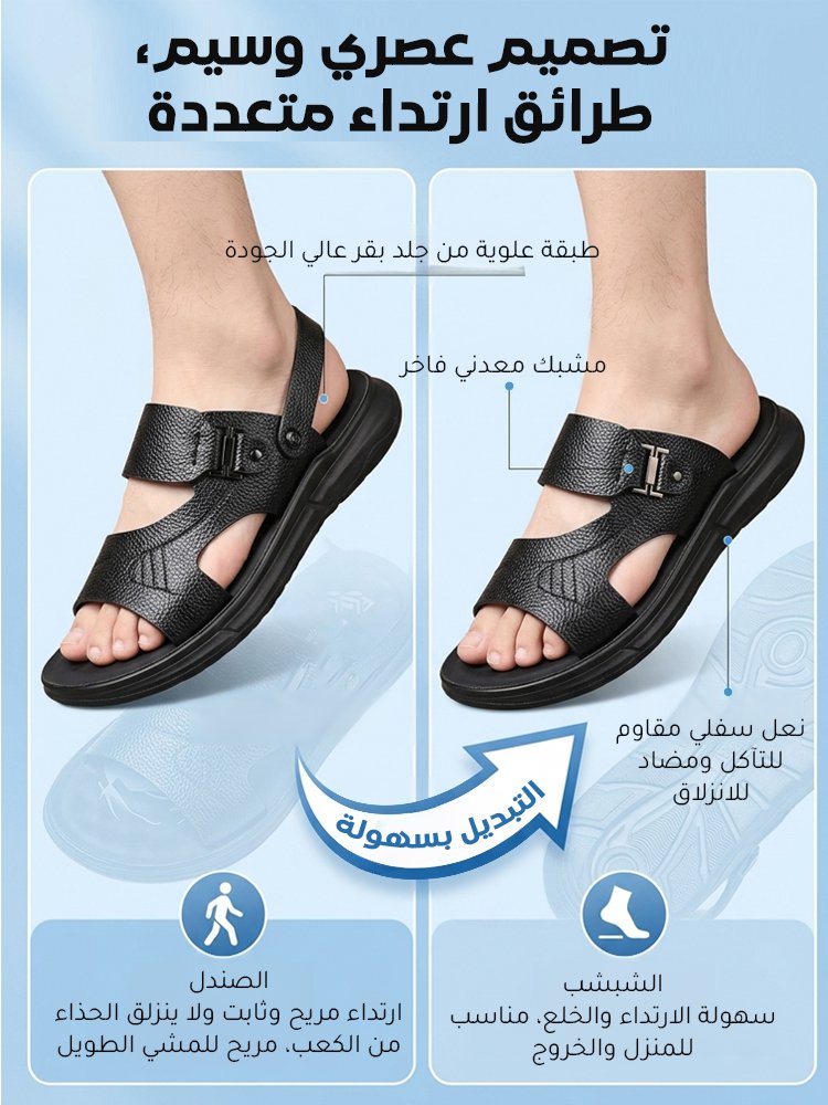  صندل كاجوال من جلد بملمس حبيبي بنعل سميك 