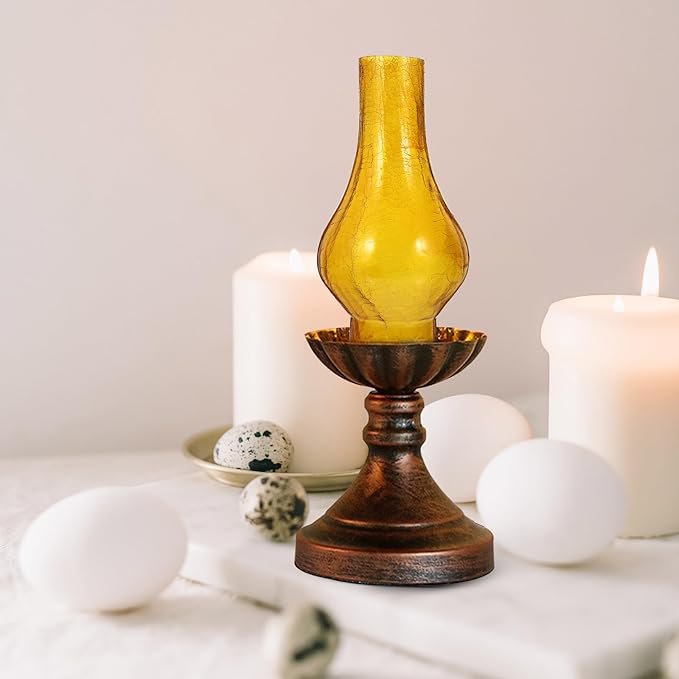 빈티지 스타일 오일 램프와 전등갓 세트