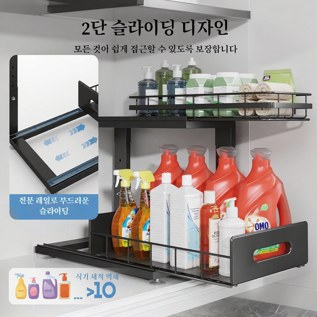 주방 공간 절약 서랍식 선반