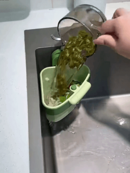 【取倒不髒手】吸盤三角水槽瀝水籃置物盒