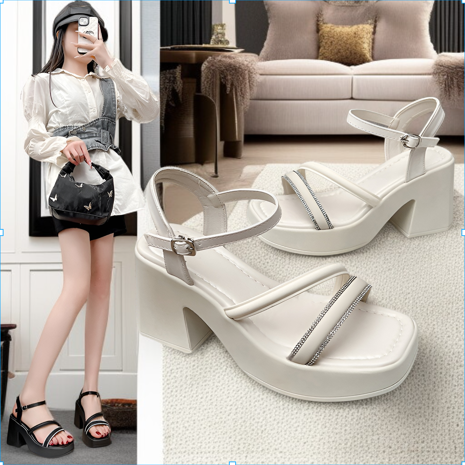 JMY-レトロハイヒールサンダル、春のプラットフォームサンダル、スカートに合うレディースシューズ、シングルストラップハイヒール、ファッショナブルな厚底シューズ