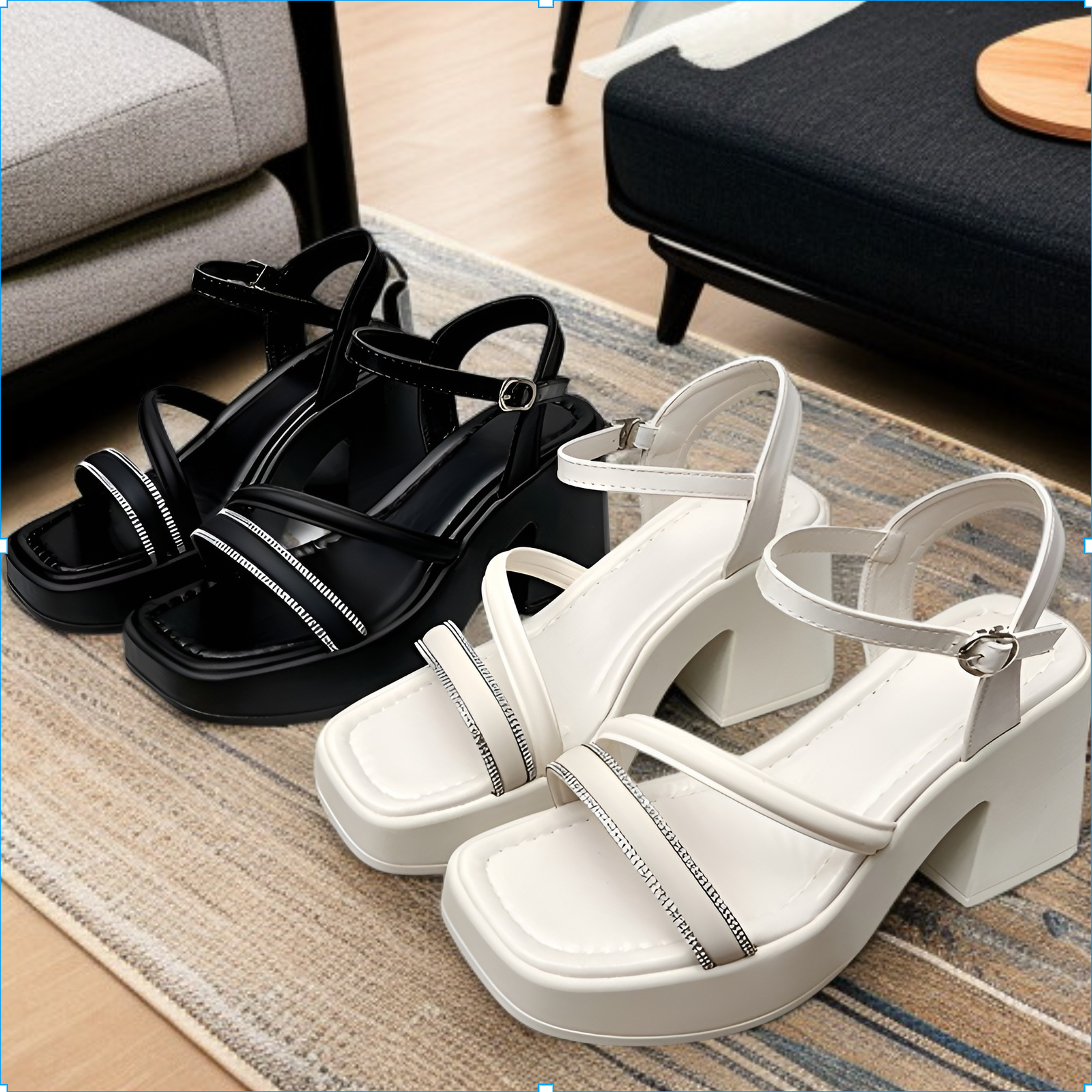 JMY-レトロハイヒールサンダル、春のプラットフォームサンダル、スカートに合うレディースシューズ、シングルストラップハイヒール、ファッショナブルな厚底シューズ