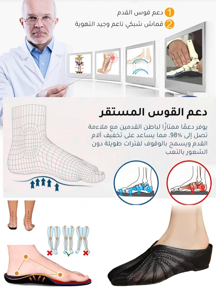 صندل عصري من قماش شبكي جيد التهوية بستايل فرنسي غير متفاخر وتصميم مفتوح من الخلف