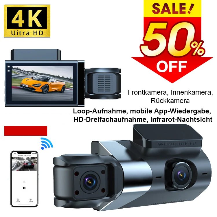 HD-Wifi-Auto-Recorder mit drei Aufzeichnungen