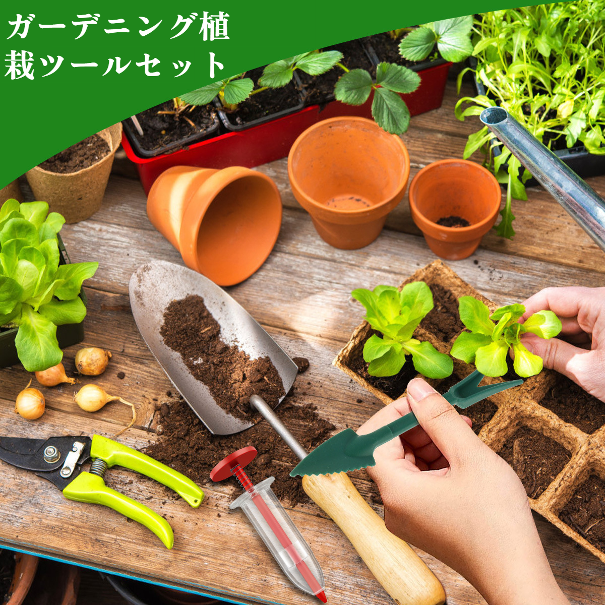 6ピースシーダーミニ種まき植え付けツールセットガーデン手動シーダー