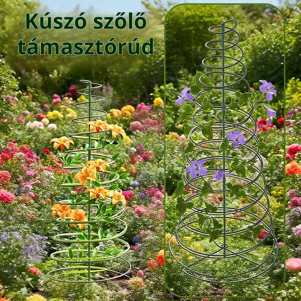 Kúszónövény tartó spirális keret kertbe