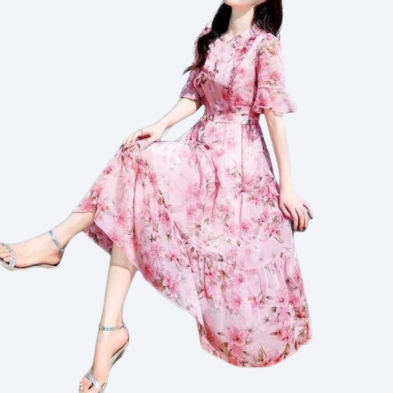 미디엄 롱 프린트 원피스