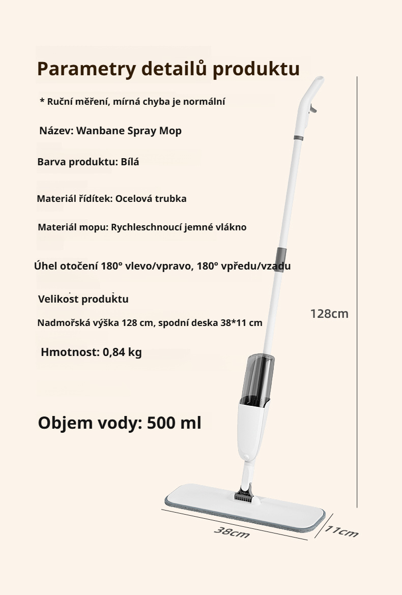 Moderní rozprašovací mop vhodný pro každodenní úklid