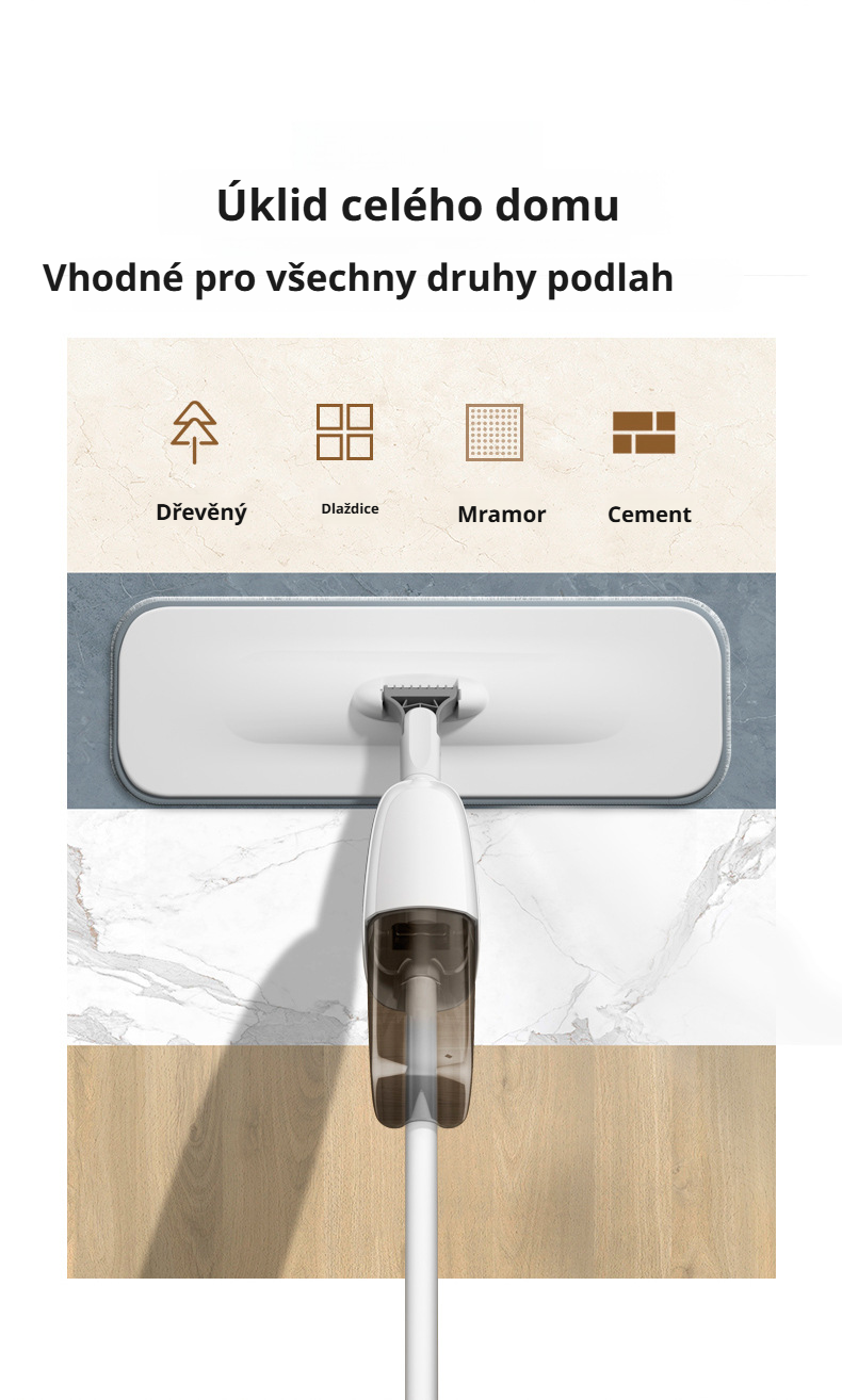 Praktický domácí mop s možností rozprašování vody