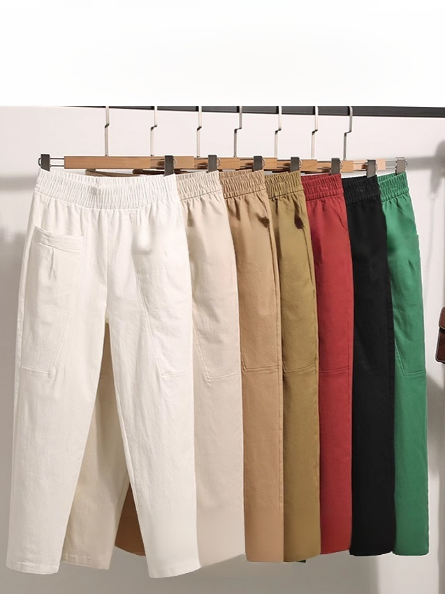Women's Elastic Waist Cotton Pants