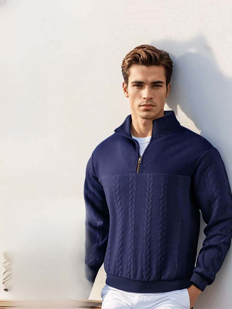 레트로 반집업 남성용 맨투맨 