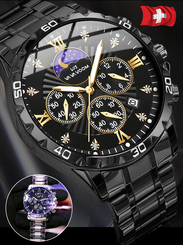 Reloj de pulsera para hombre con cronógrafo y calendario.