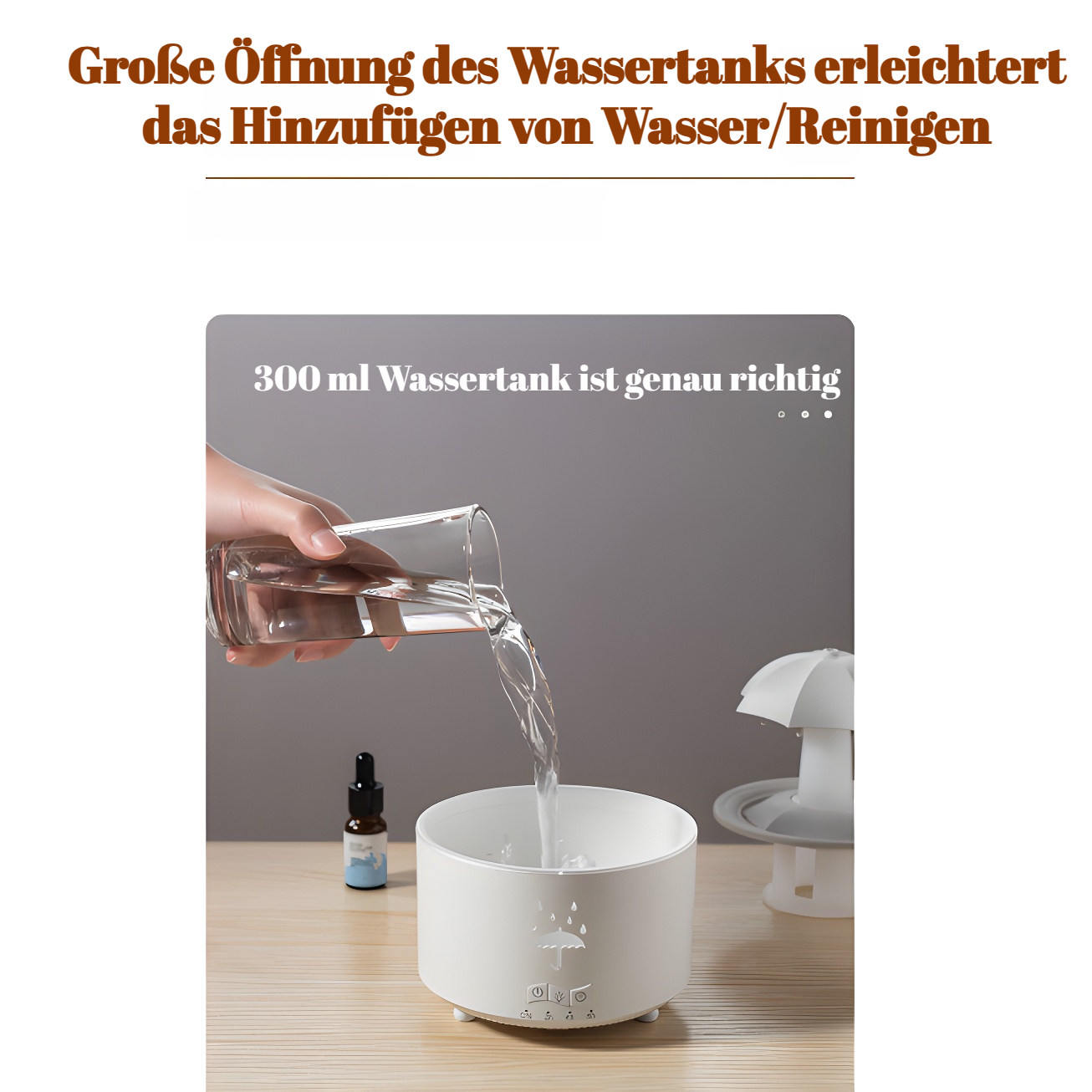 Aromatherapie Diffusor mit Regen-Effekt und LED-Licht