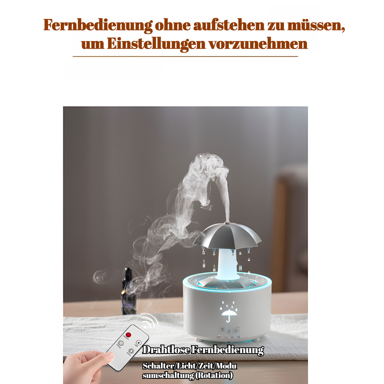 Rotierende Regentropfen-Aromatherapie-Maschine, buntes Atemlicht, multifunktionale Home-Desktop-Arom