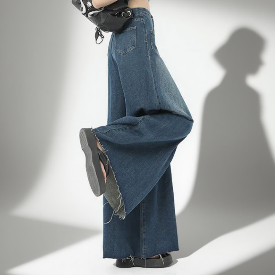 레트로풍 데님 팬츠