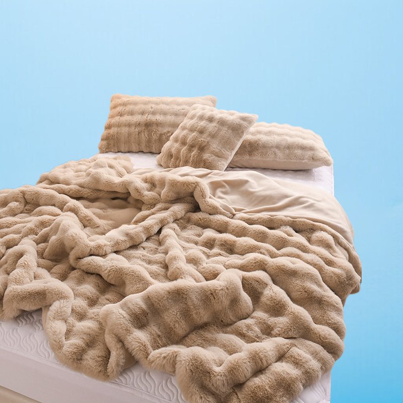 럭셔리 래빗퍼 도톰 양면 극세사 담요