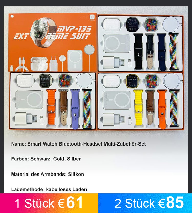 Smartwatch Bluetooth Kopfhörer magnetisches Ladegerät Mehrteiliger Satz