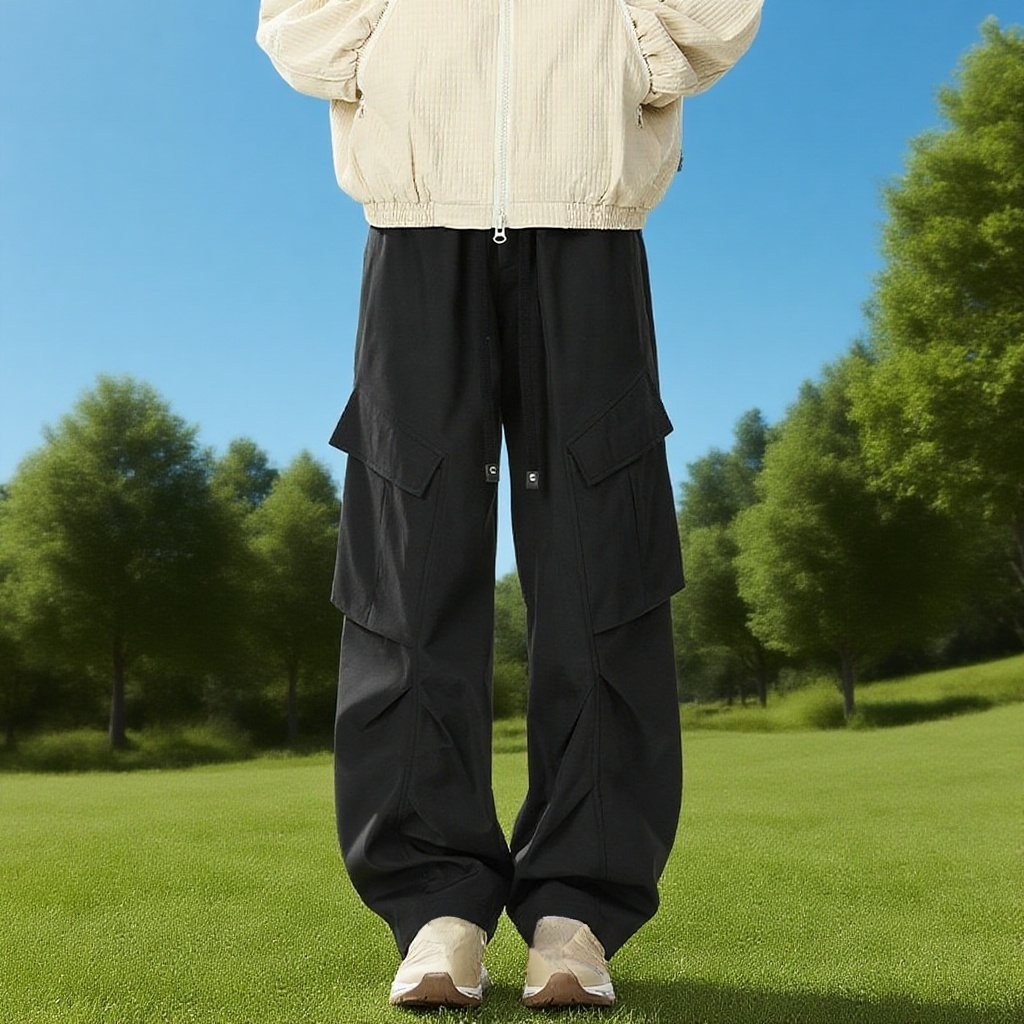 Volné rovné pracovní kalhoty do deště, outdoorové, nadměrné