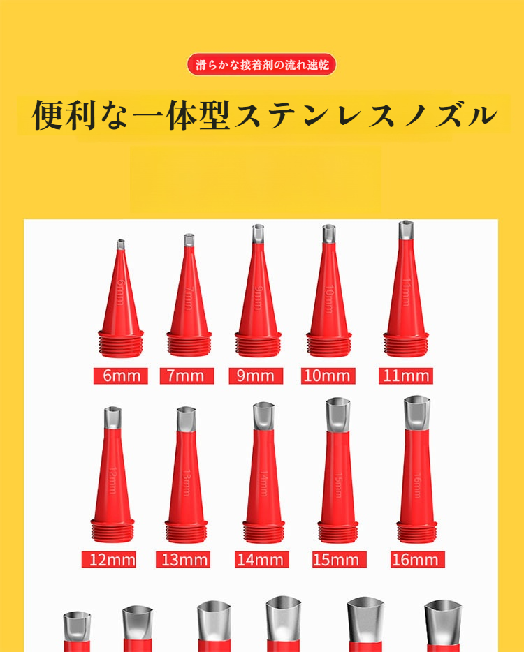 コーキングノズルの先端部分の詳細写真